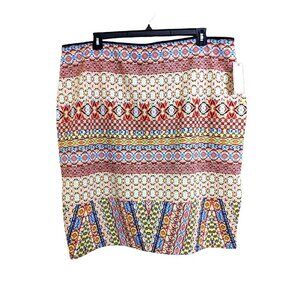 Womens NEW Plus Size Skirt 3X Pull On Stretch Bohemian Geometric Art To Wear